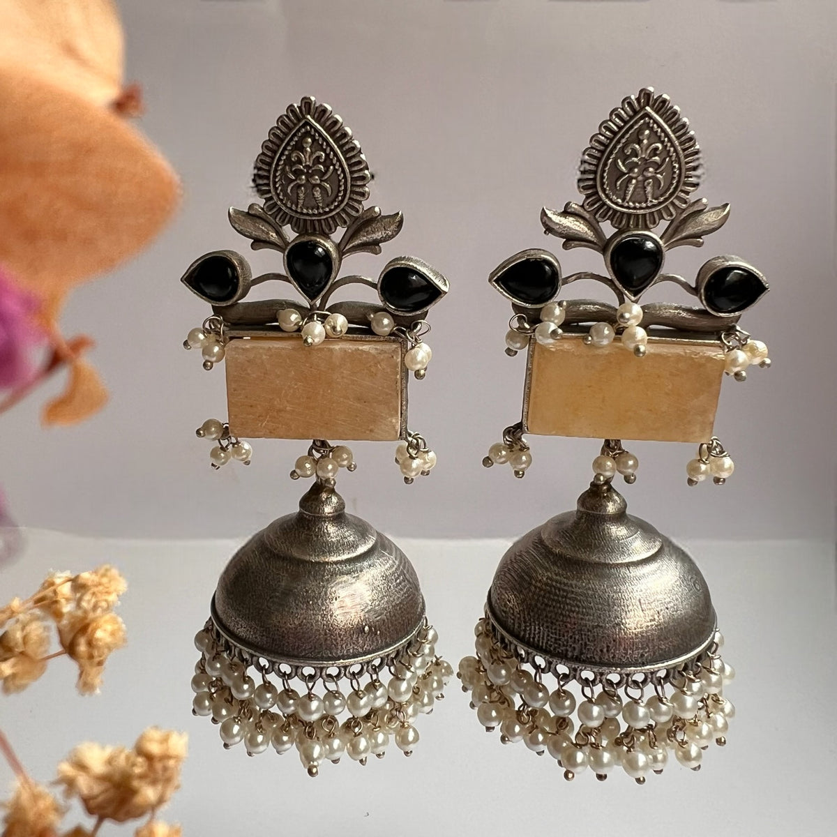 JONIDA  HANDMADE PREMIUM RAW STONES EARRINGS/JHUMKAS ER261