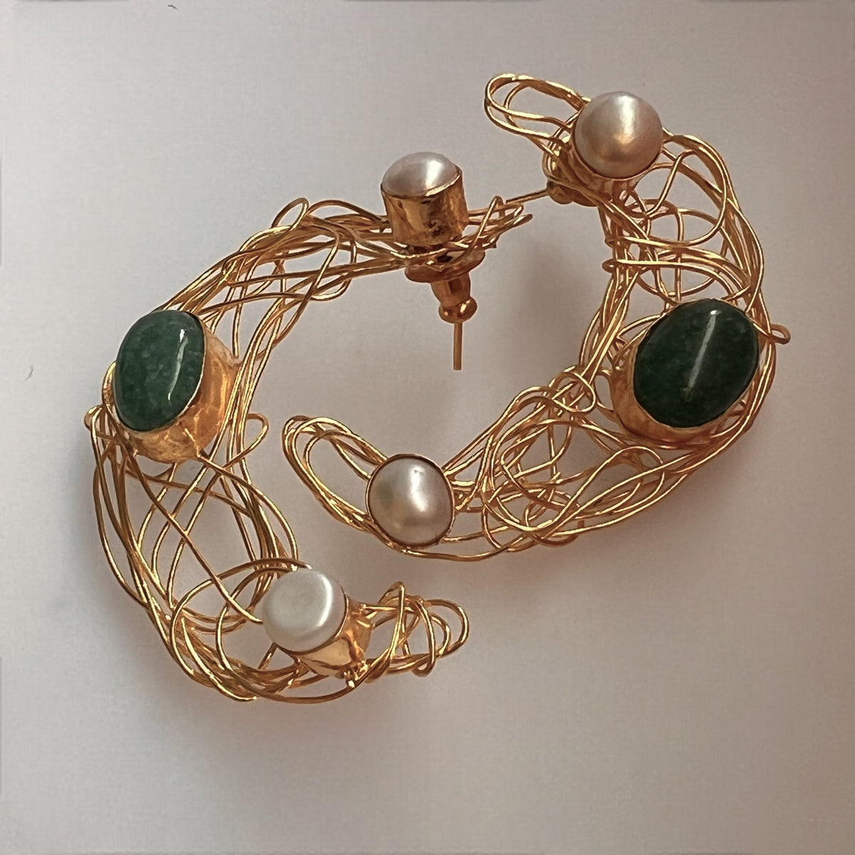 GLIMMERA GOLD TONED EARRING WITH PEARL HANDMADE STUD  ER621