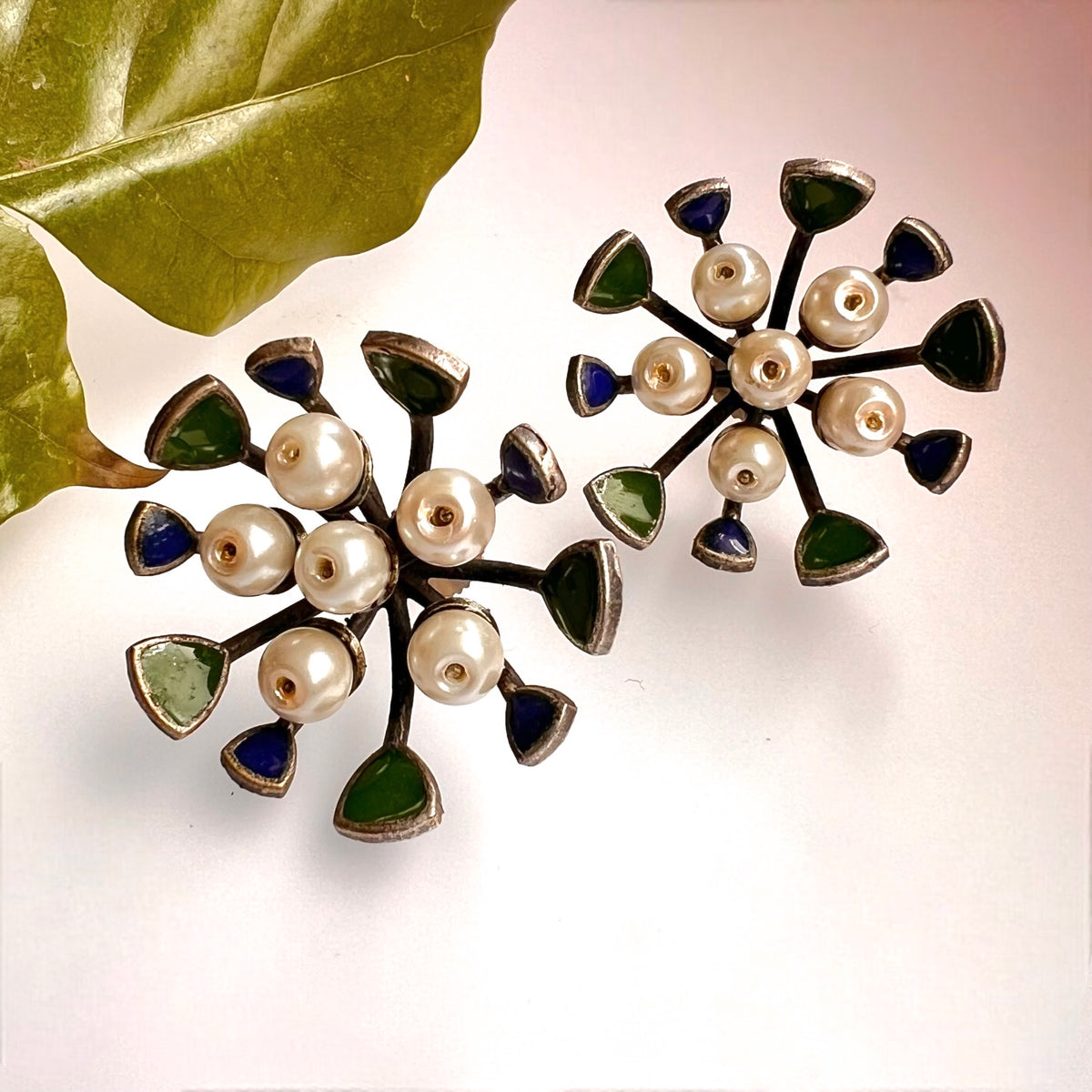 LUXE RAW AND RUSTIC VINTAGE HAND PAINTED EARRING ER609