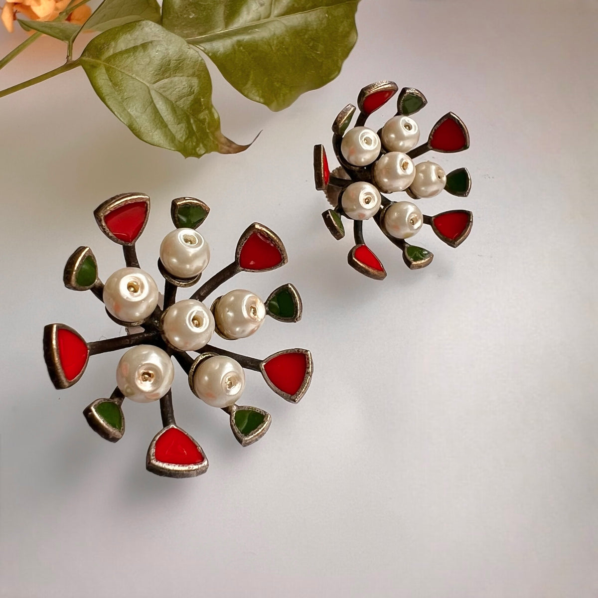 LUXE RAW AND RUSTIC VINTAGE HAND PAINTED EARRING ER609