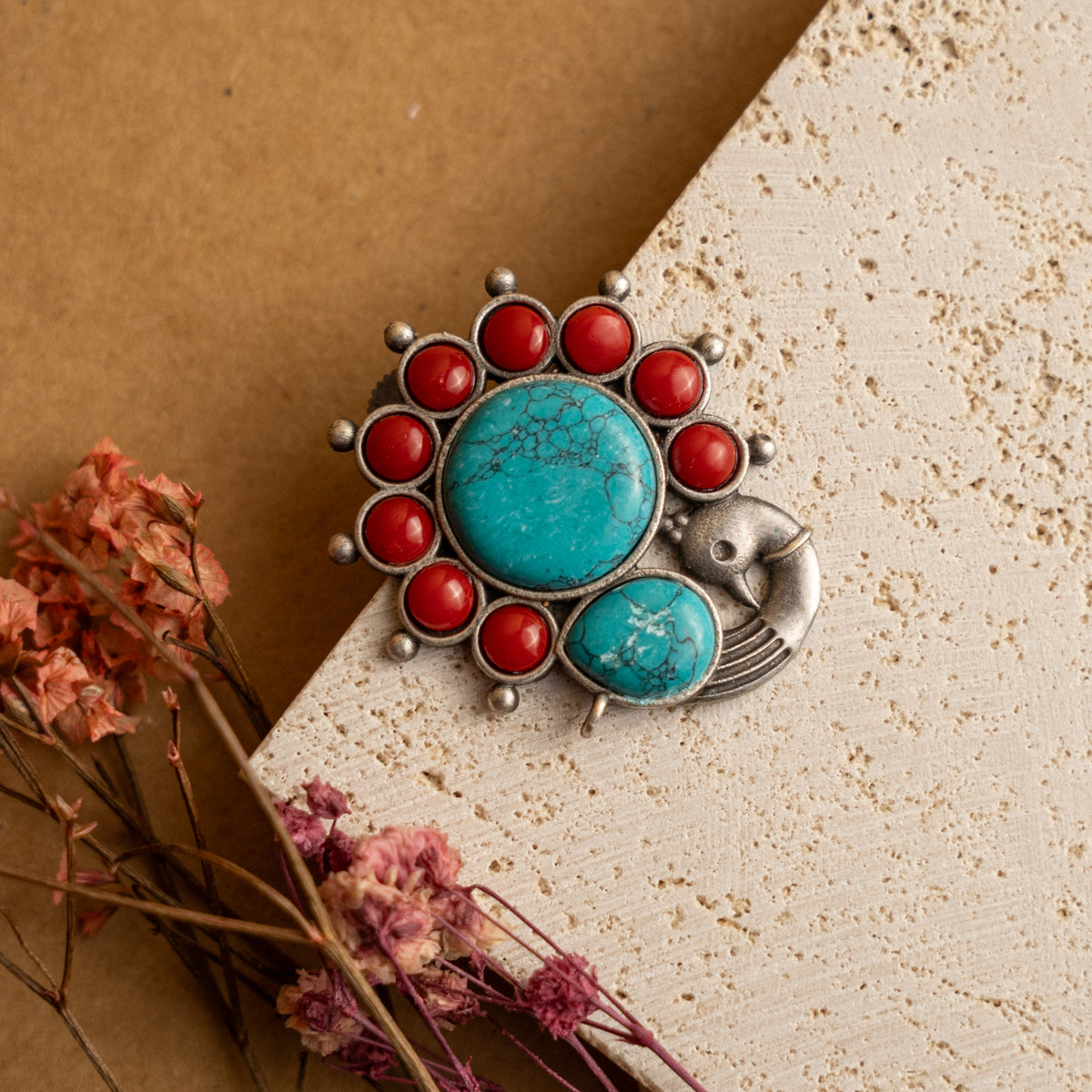 VIMA MONALISA STONE FAUX SILVER SEMI HANDMADE STUDS/ EARRINGS ER686