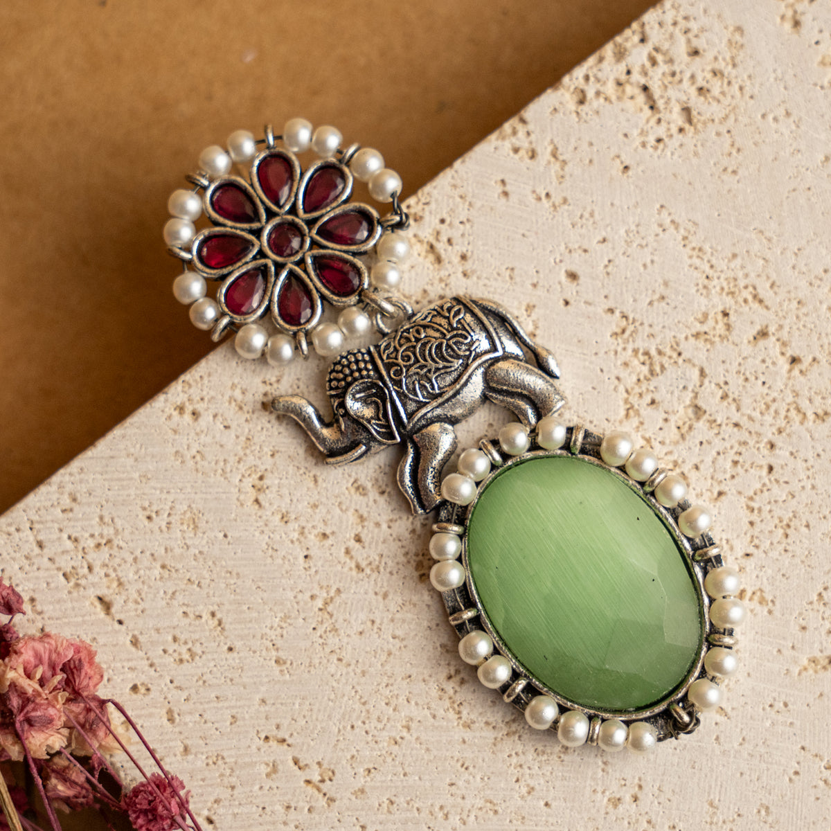 PASMINA MONALISA FAUX SILVER SEMI HANDMADE EARRINGS ER685