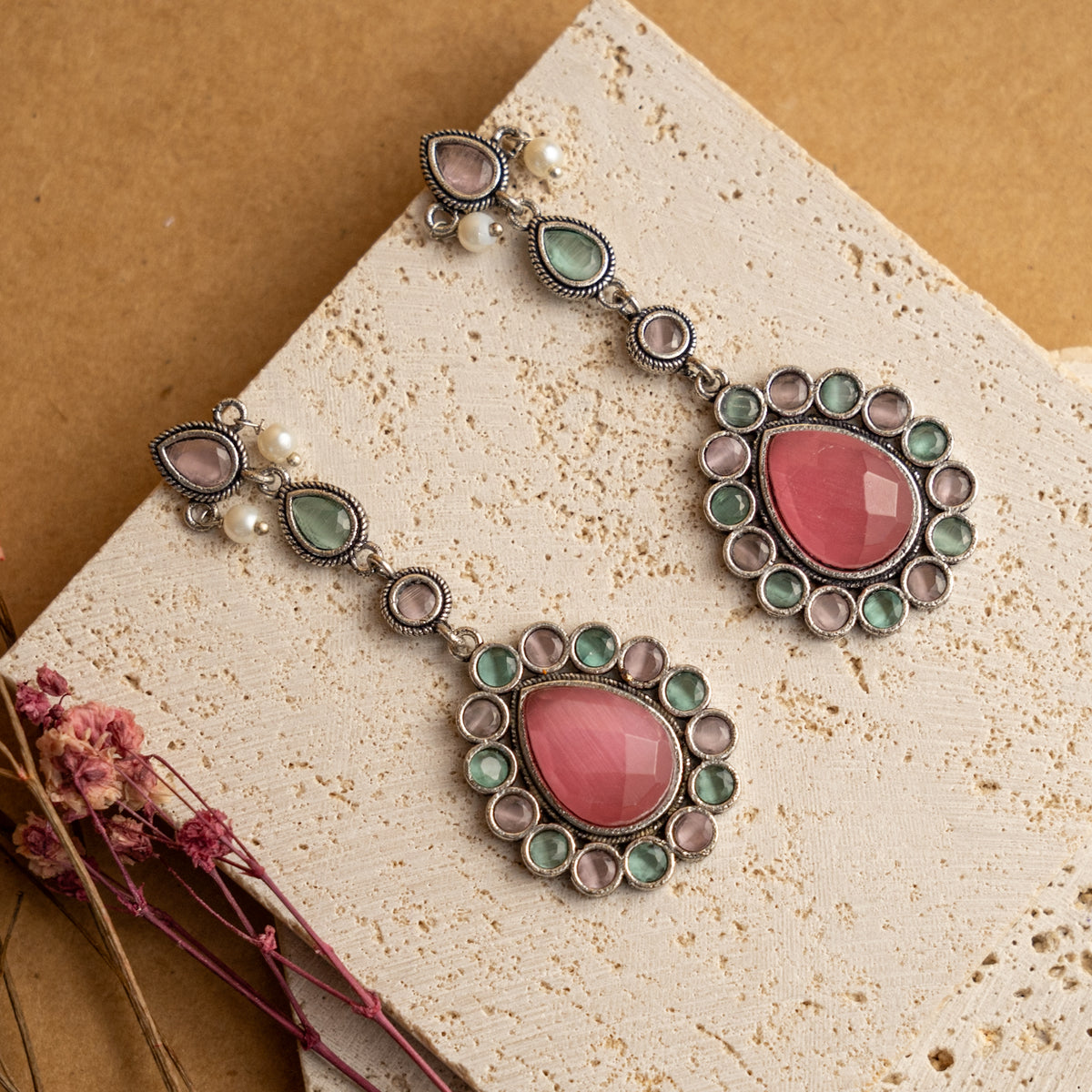 DIANA MIA MONALISA FAUX SILVER EARRINGS ER684