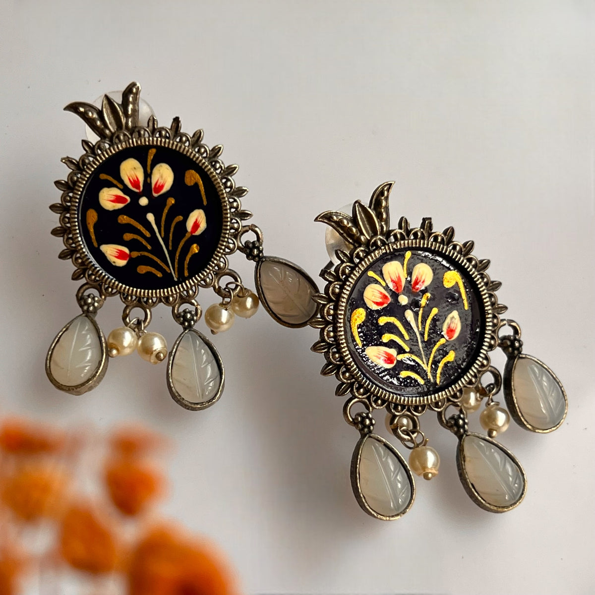 EARTH AURA RAW AND RUSTIC HAND PAINTED EARRING ER612