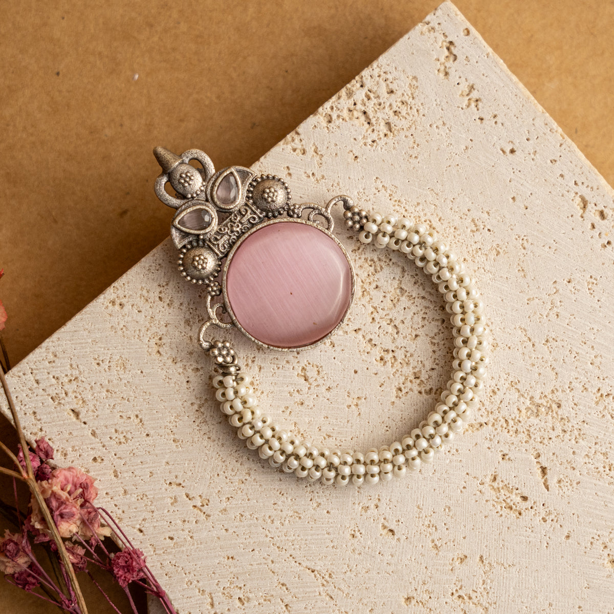 RAKOTNA MONALISA STONE SEMI HANDMADE STUDS/ EARRINGS ER683