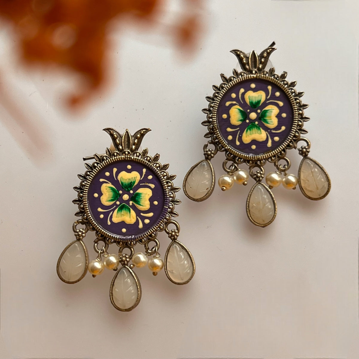 EARTH AURA RAW AND RUSTIC HAND PAINTED EARRING ER612