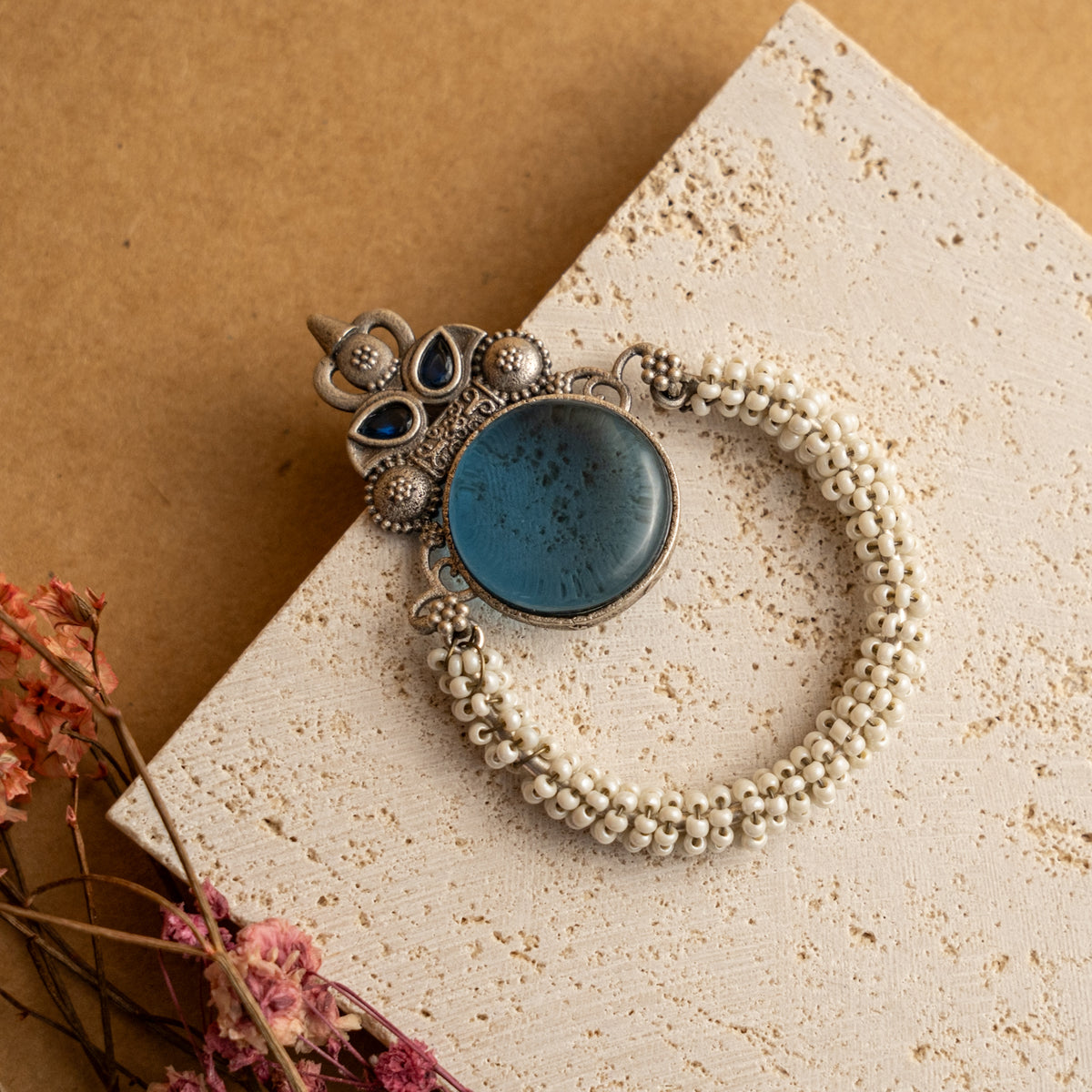 RAKOTNA MONALISA STONE SEMI HANDMADE STUDS/ EARRINGS ER683