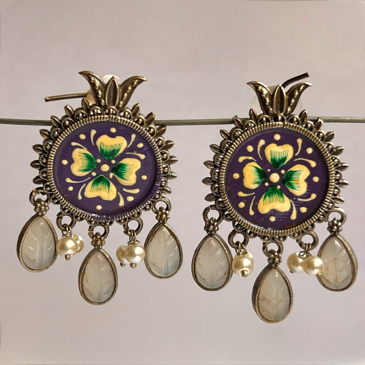 EARTH AURA RAW AND RUSTIC HAND PAINTED EARRING ER612