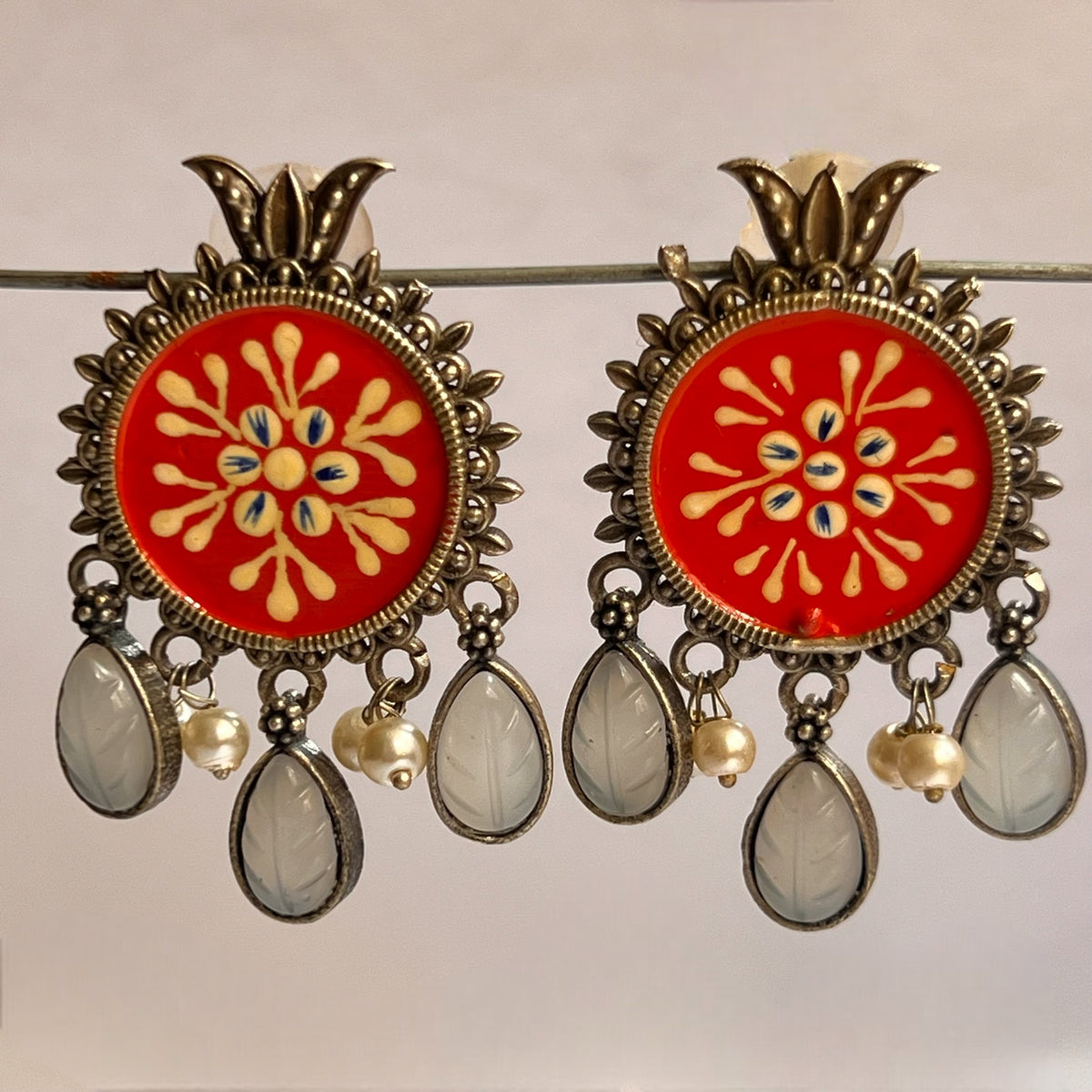 EARTH AURA RAW AND RUSTIC HAND PAINTED EARRING ER612