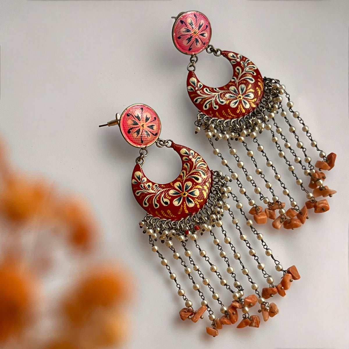 DIVINE DANGLES RAW AND RUSTIC HAND PAINTED EARRINGS ER615