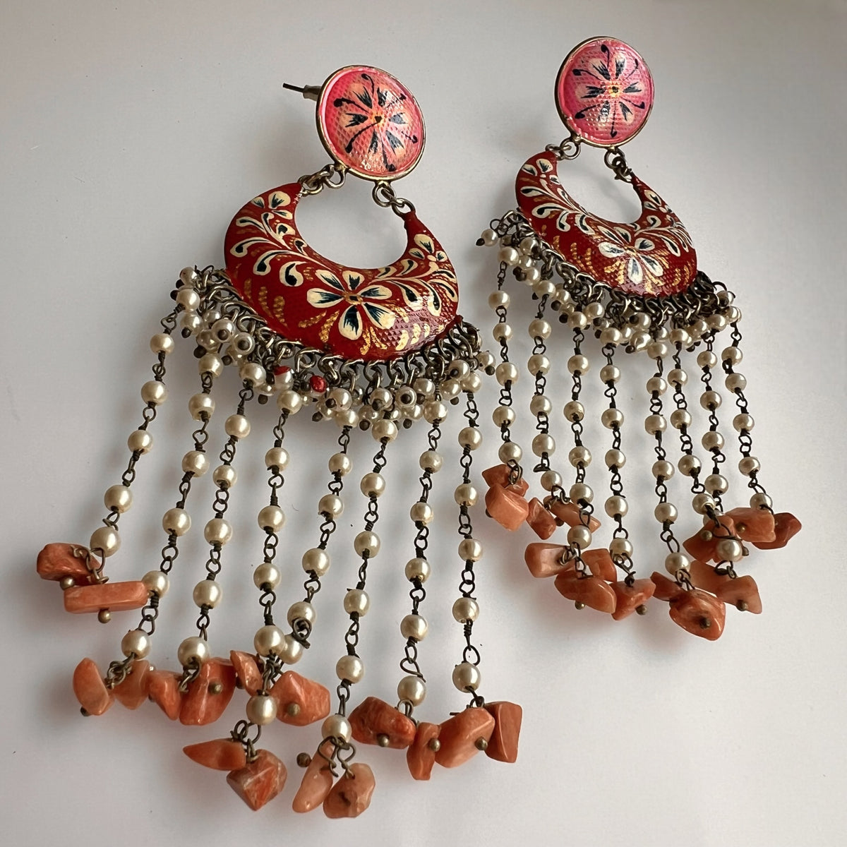 DIVINE DANGLES RAW AND RUSTIC HAND PAINTED EARRINGS ER615