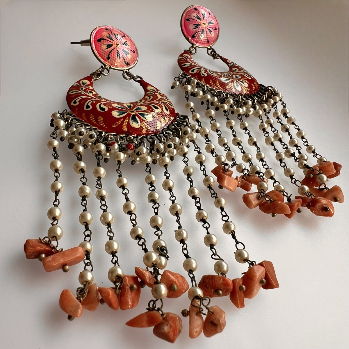 DIVINE DANGLES RAW AND RUSTIC HAND PAINTED EARRINGS ER615