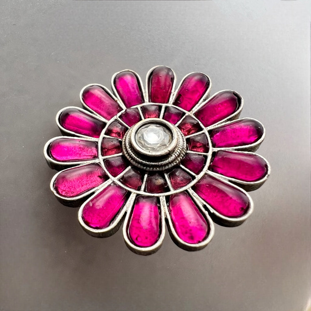 BELLA FLORAL SILVER LOOK ALIKE SEMI HANDMADE STUDS ER525