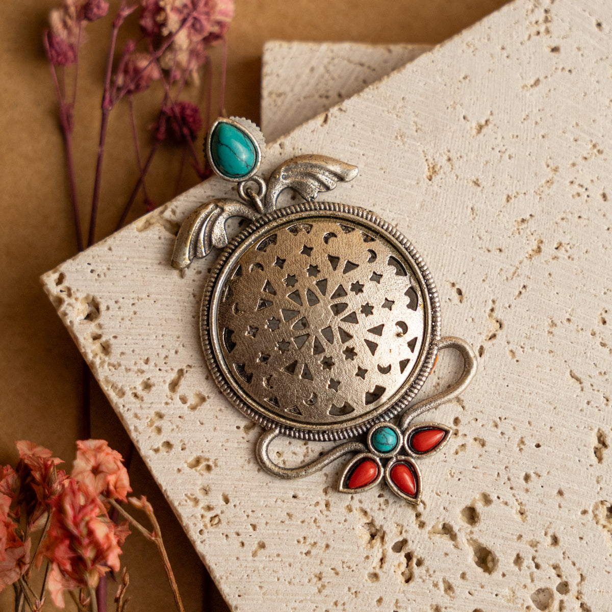 MAEVE FAUX SILVER RAW AND RUSTIC SEMI HANDMADE EARRINGS/STUDS ER706