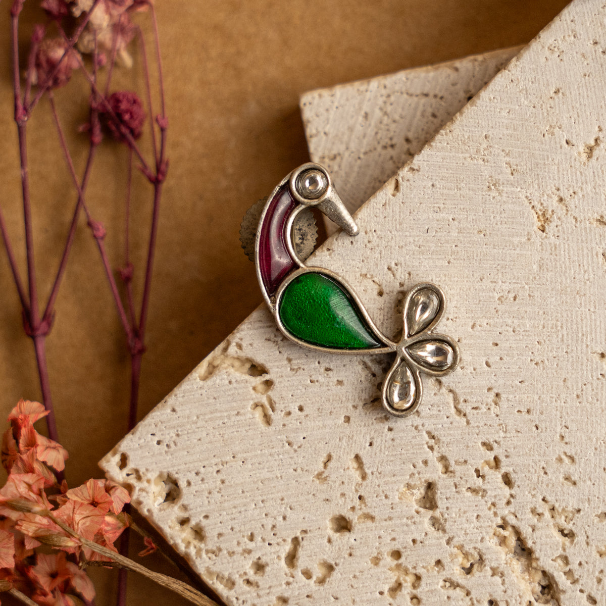 JIYA FAUX SILVER RAW AND RUSTIC SEMI HANDMADE EARRINGS/STUDS ER709