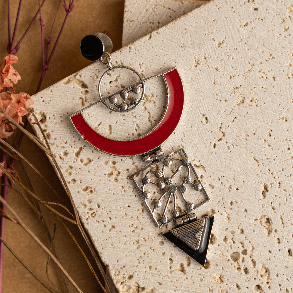 LUNA FAUX SILVER ANTIQUE EARRINGS ER701