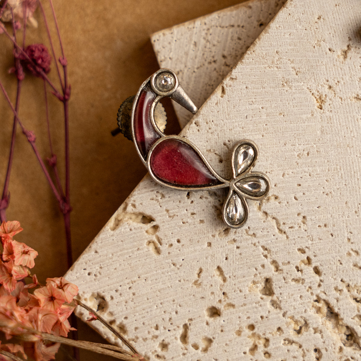 JIYA FAUX SILVER RAW AND RUSTIC SEMI HANDMADE EARRINGS/STUDS ER709