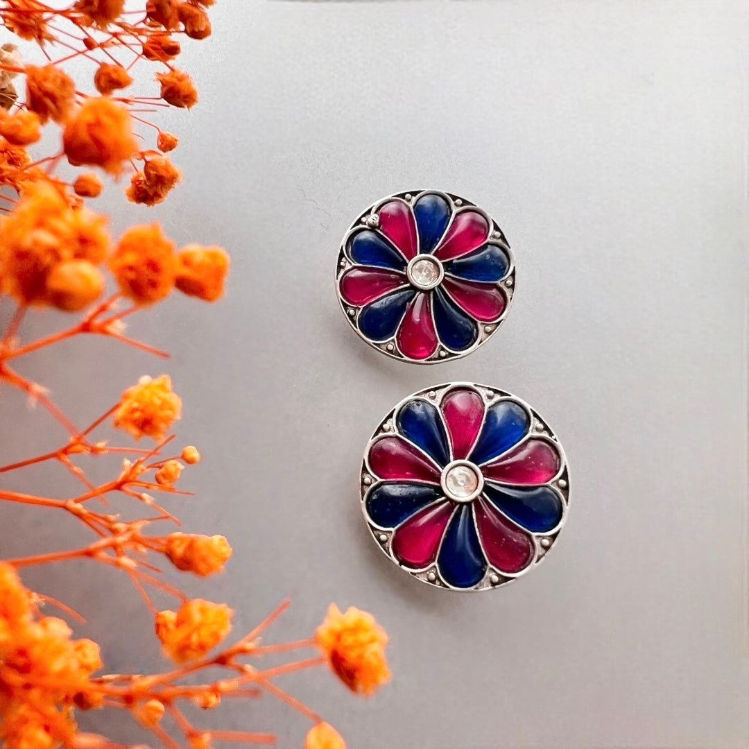 RINGA RINGA SILVER LOOK ALIKE SEMI HANDMADE STUDS ER519