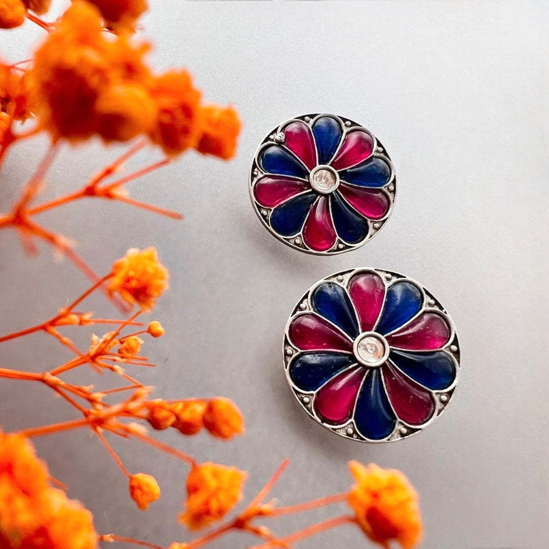 RINGA RINGA SILVER LOOK ALIKE SEMI HANDMADE STUDS ER519