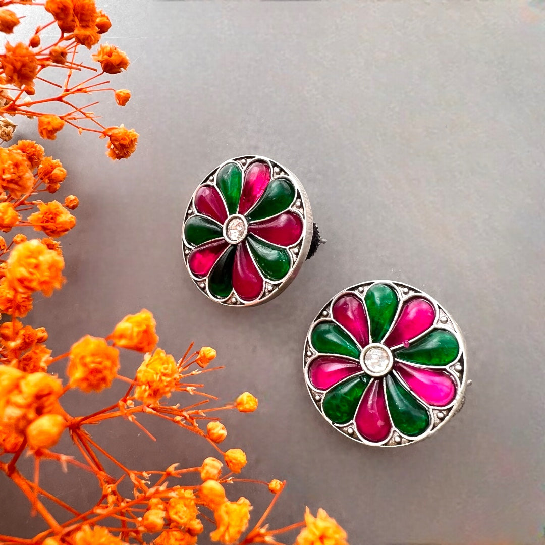 RINGA RINGA SILVER LOOK ALIKE SEMI HANDMADE STUDS ER519