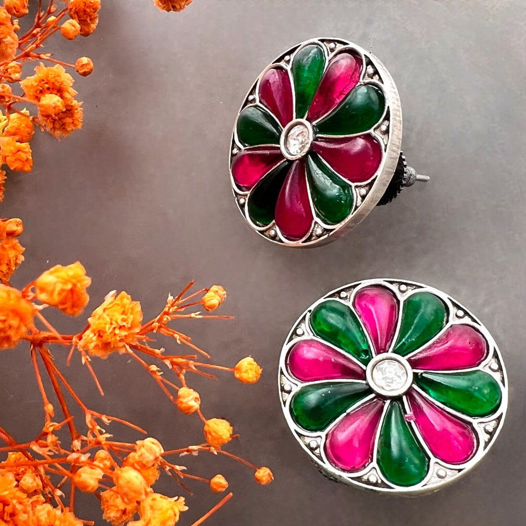 RINGA RINGA SILVER LOOK ALIKE SEMI HANDMADE STUDS ER519