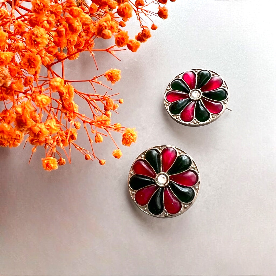 RINGA RINGA SILVER LOOK ALIKE SEMI HANDMADE STUDS ER519