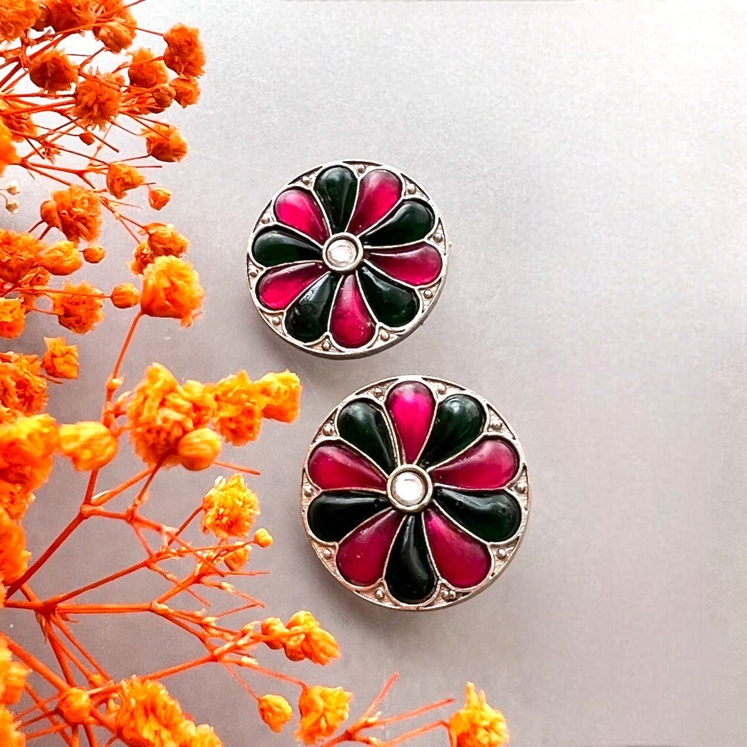 RINGA RINGA SILVER LOOK ALIKE SEMI HANDMADE STUDS ER519