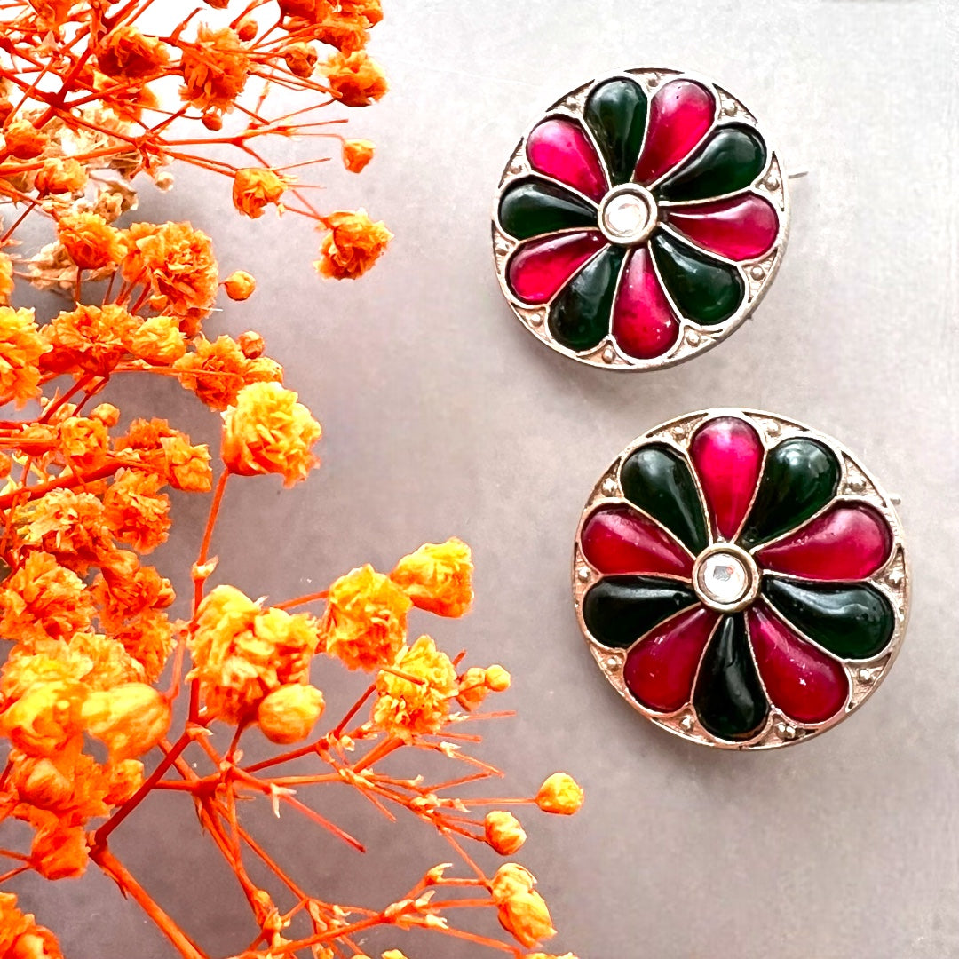 RINGA RINGA SILVER LOOK ALIKE SEMI HANDMADE STUDS ER519