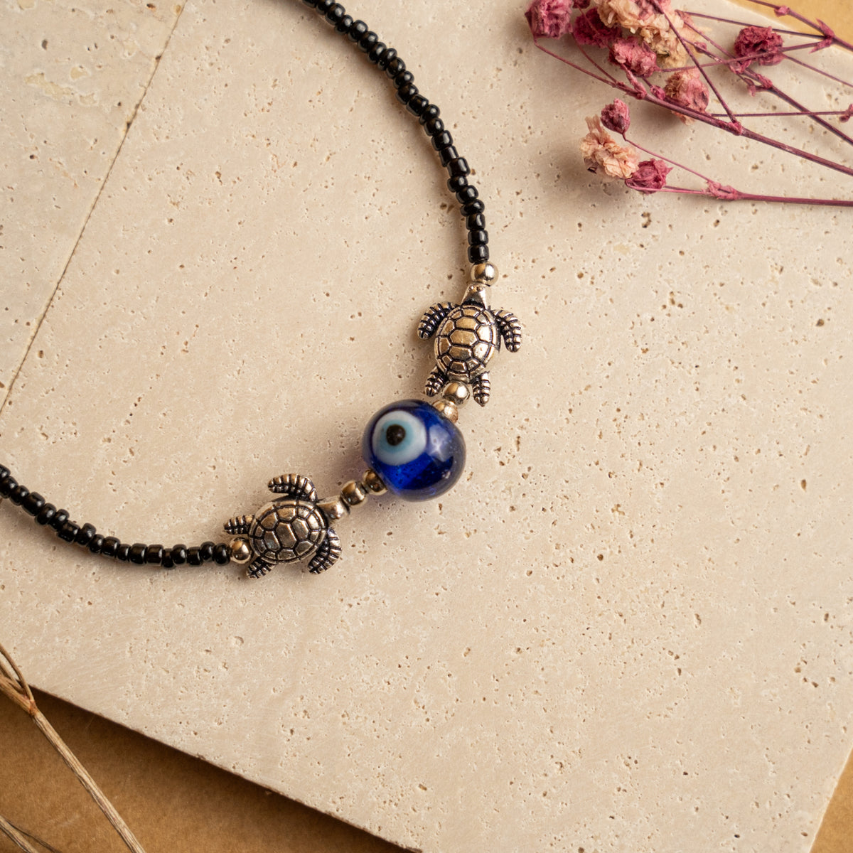 LUCKEY TURTLE OXIDIZED ANKLETS AK04