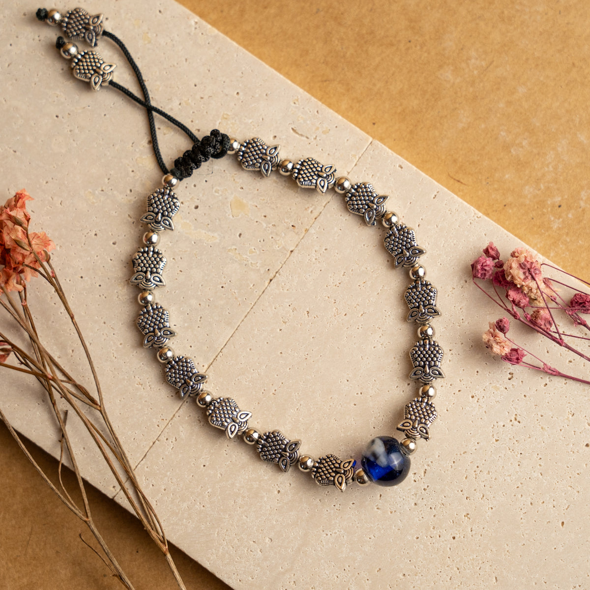 LUCKEY OWL OXIDIZED ANKLETS AK03