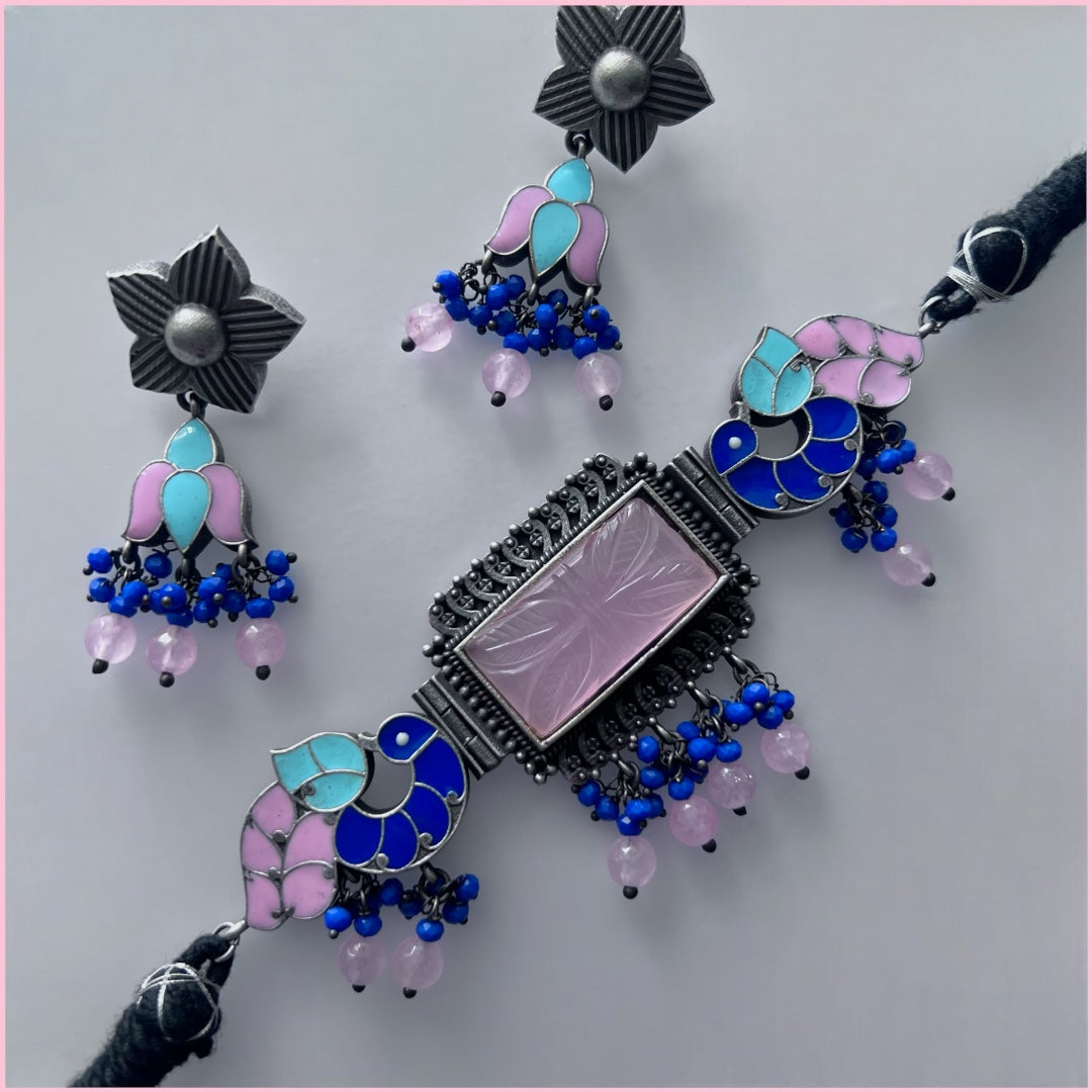 GYPSY CARVING STONE RAW AND RUSTIC HANDMADE CHOKER SET CH92