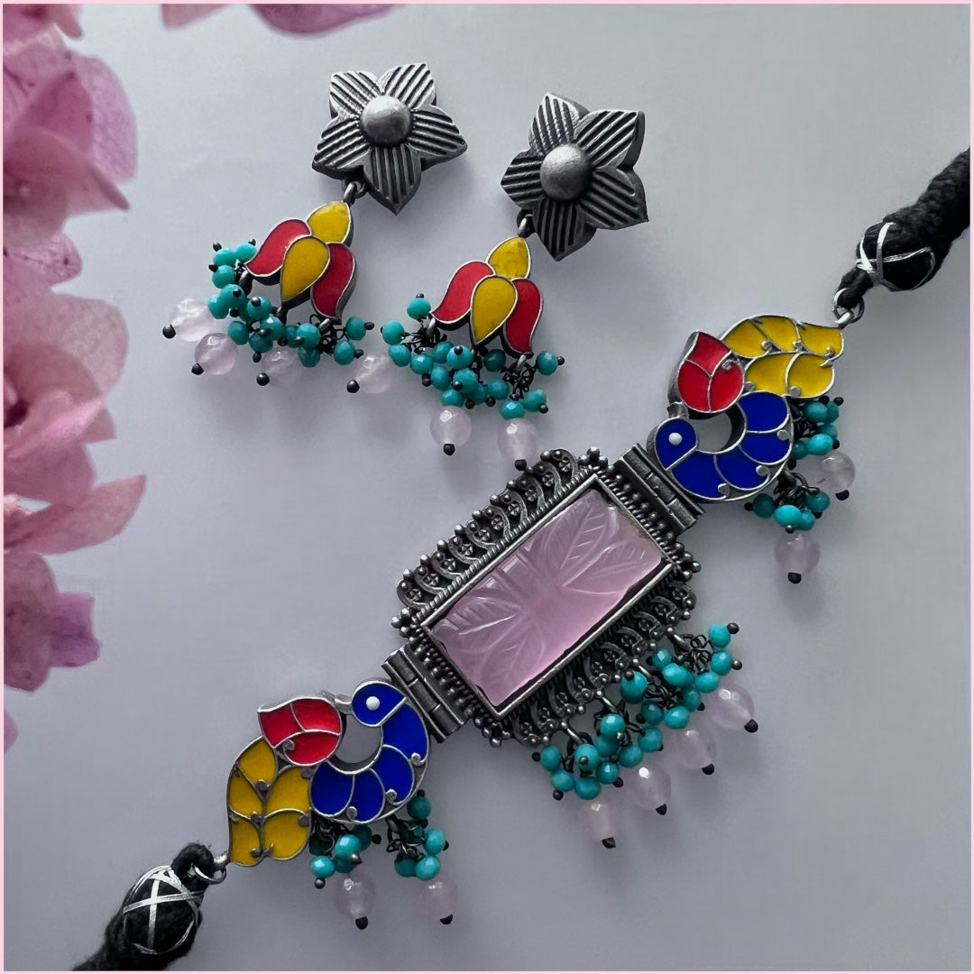 GYPSY CARVING STONE RAW AND RUSTIC HANDMADE CHOKER SET CH92