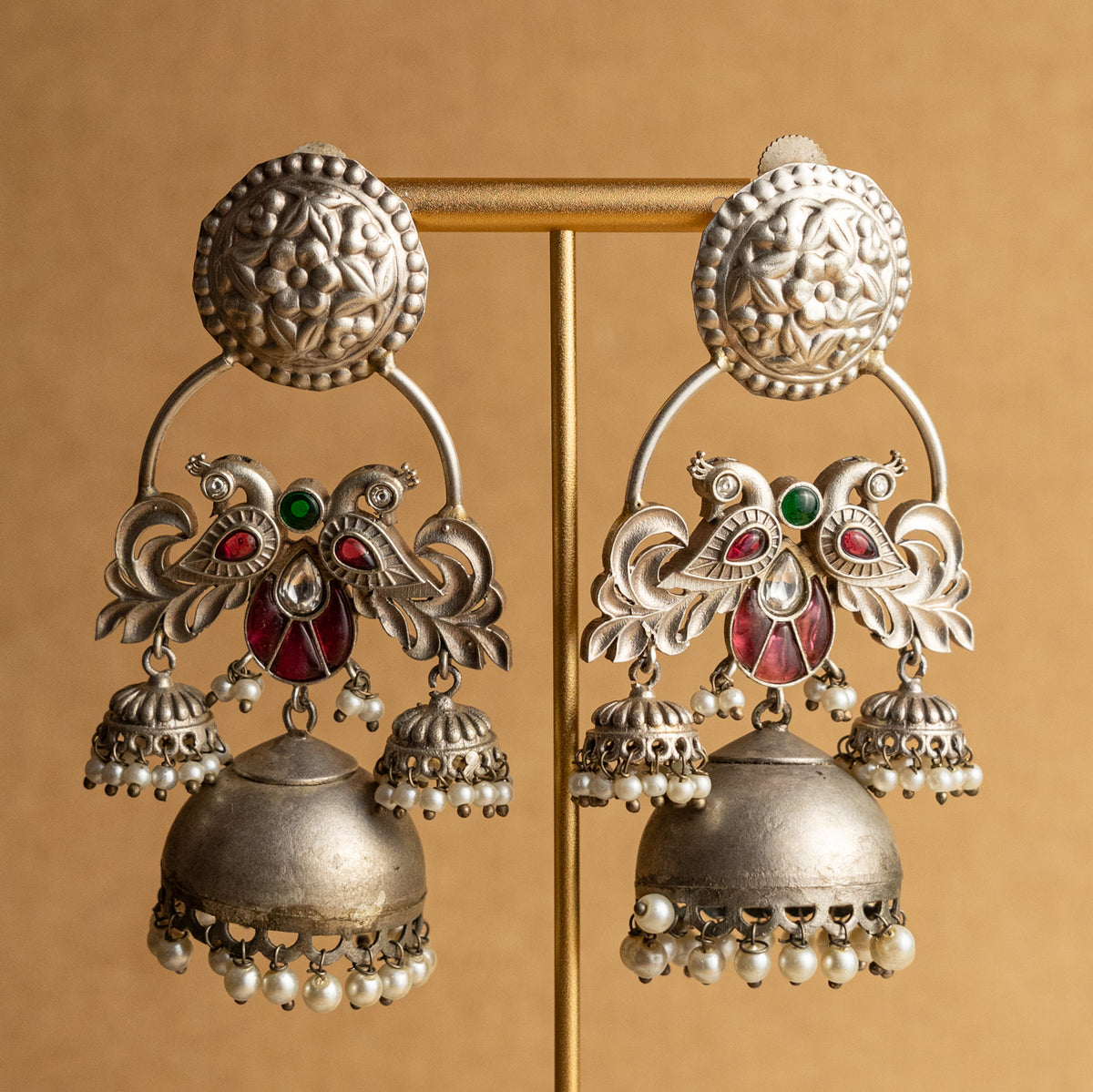 RITHIMA FAUX SILVER HANDMADE JHUMKAS/ EARRINGS ER665