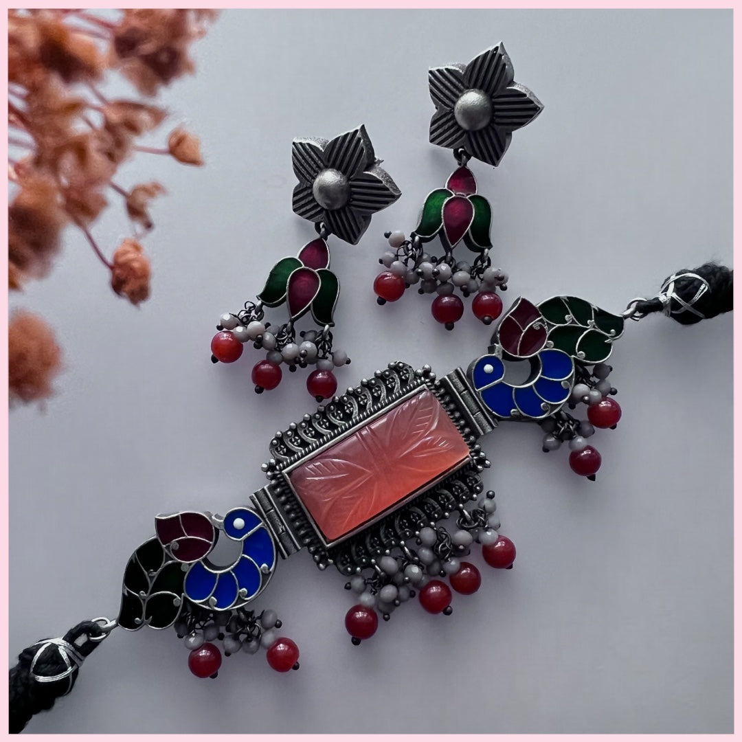 GYPSY CARVING STONE RAW AND RUSTIC HANDMADE CHOKER SET CH92