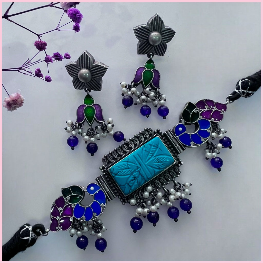 GYPSY CARVING STONE RAW AND RUSTIC HANDMADE CHOKER SET CH92