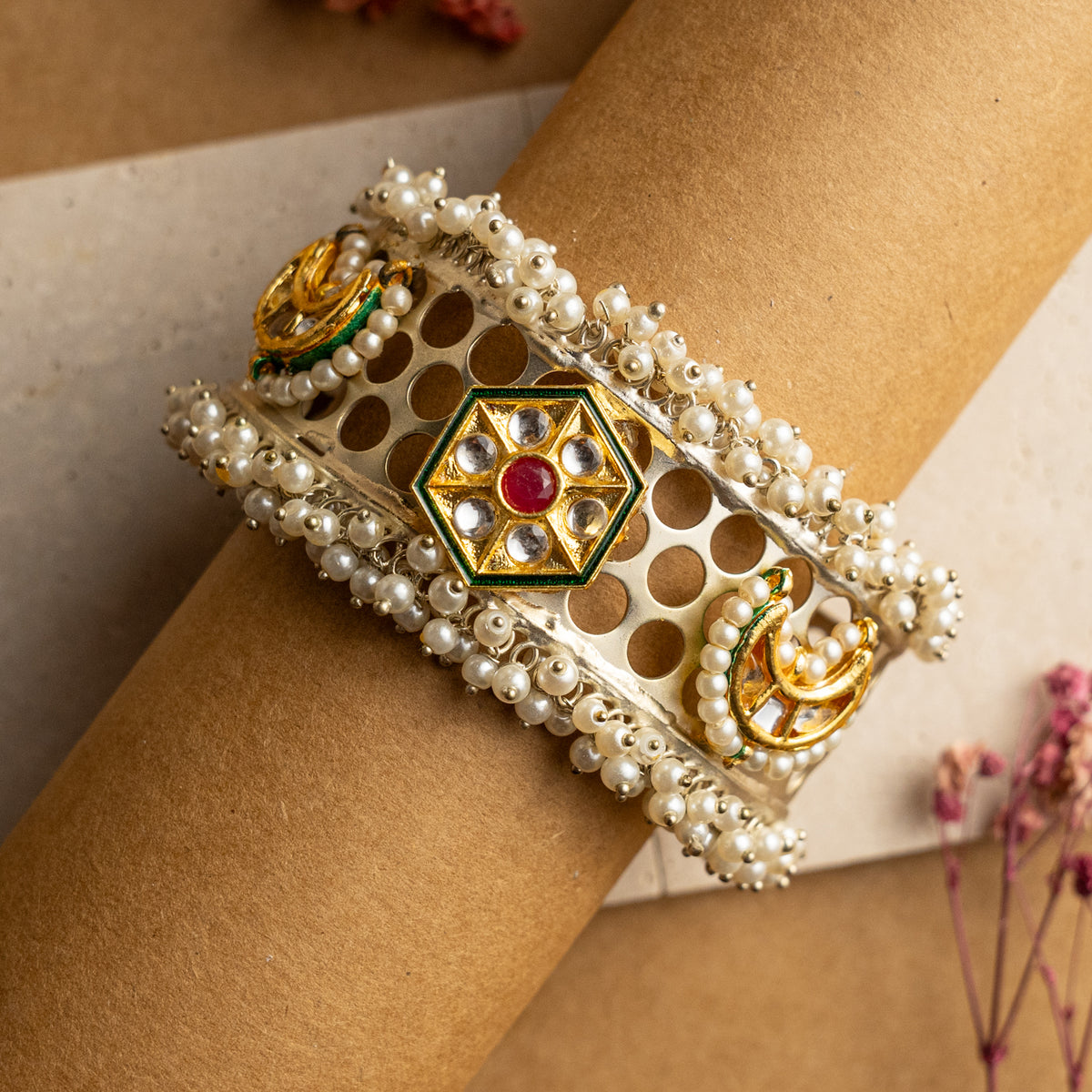 KARITS HAND HAMMERED AND HANDMADE DUAL TONED KUNDAN BRACELETS BR54