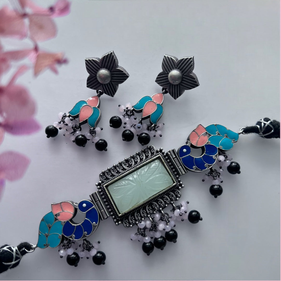 GYPSY CARVING STONE RAW AND RUSTIC HANDMADE CHOKER SET CH92