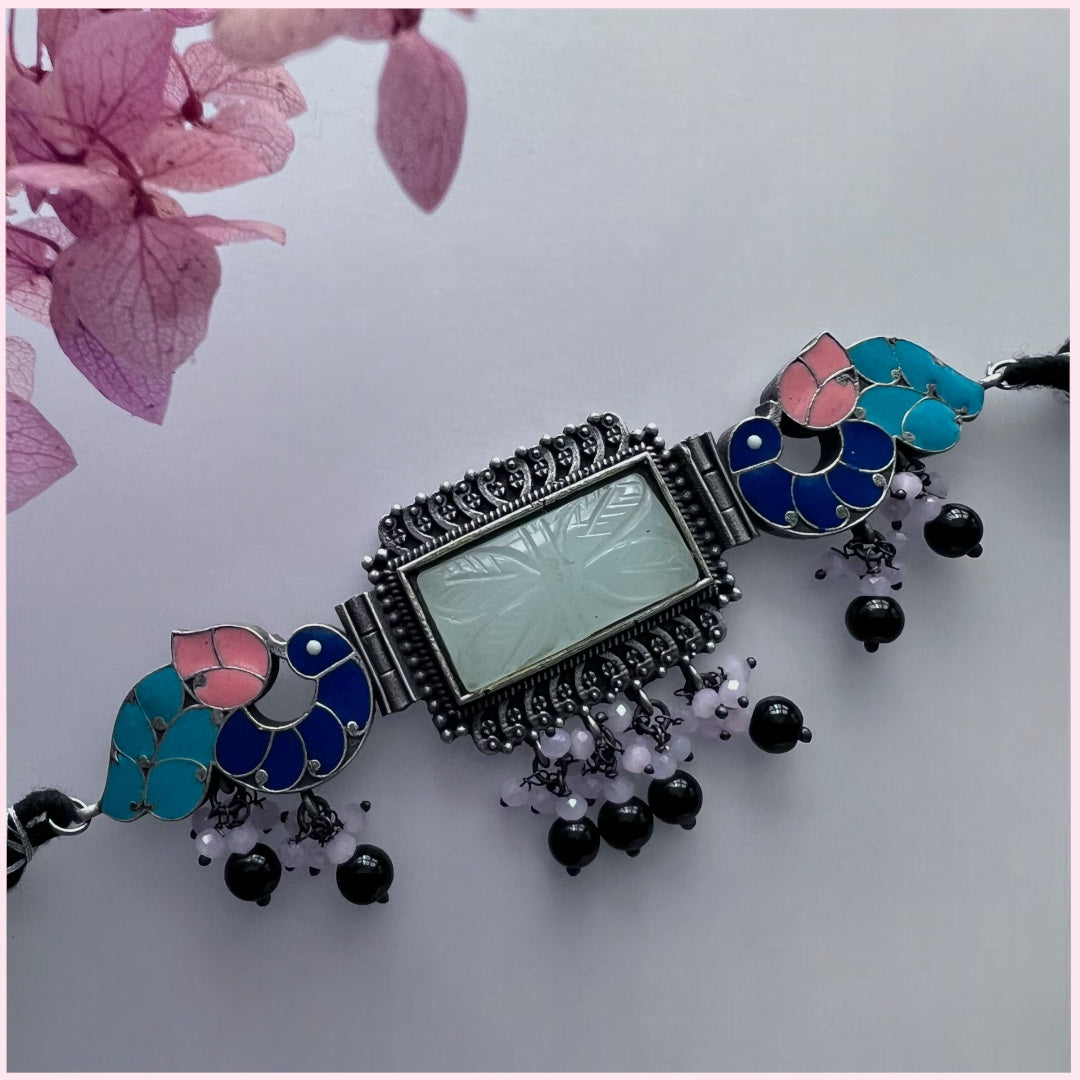 GYPSY CARVING STONE RAW AND RUSTIC HANDMADE CHOKER SET CH92