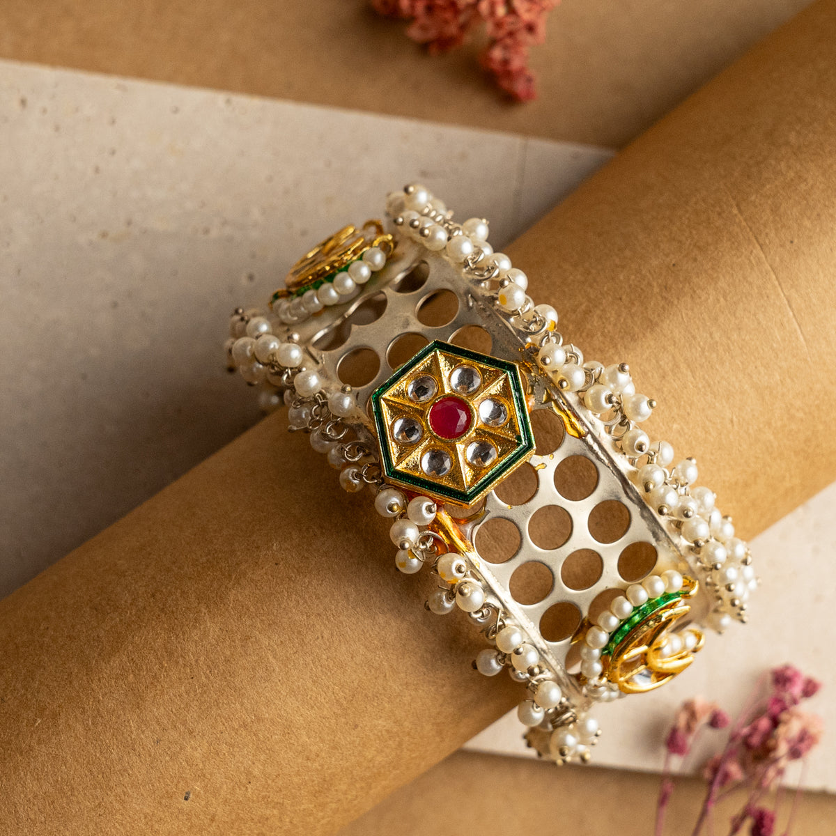 KARITS HAND HAMMERED AND HANDMADE DUAL TONED KUNDAN BRACELETS BR54