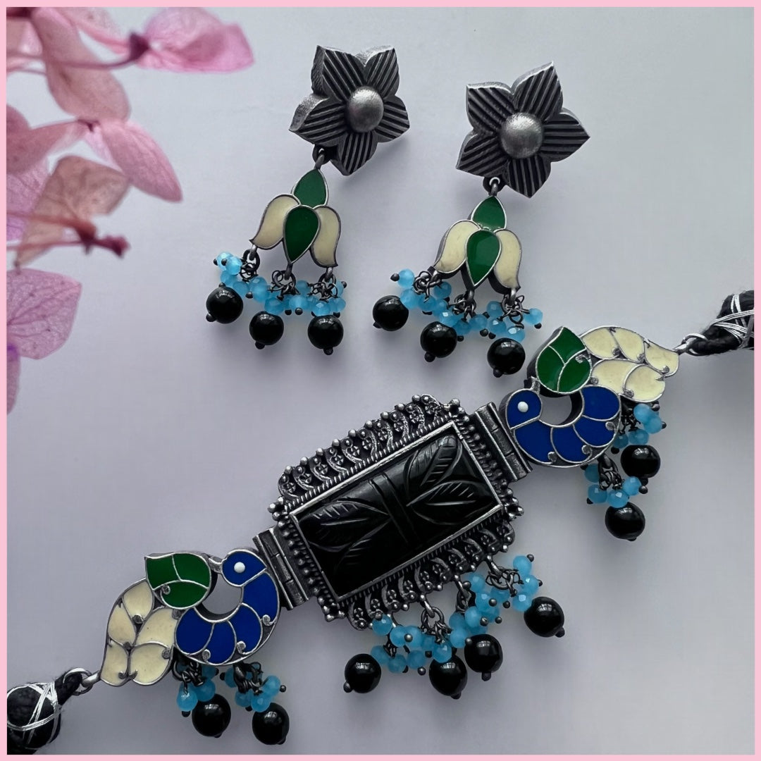 GYPSY CARVING STONE RAW AND RUSTIC HANDMADE CHOKER SET CH92