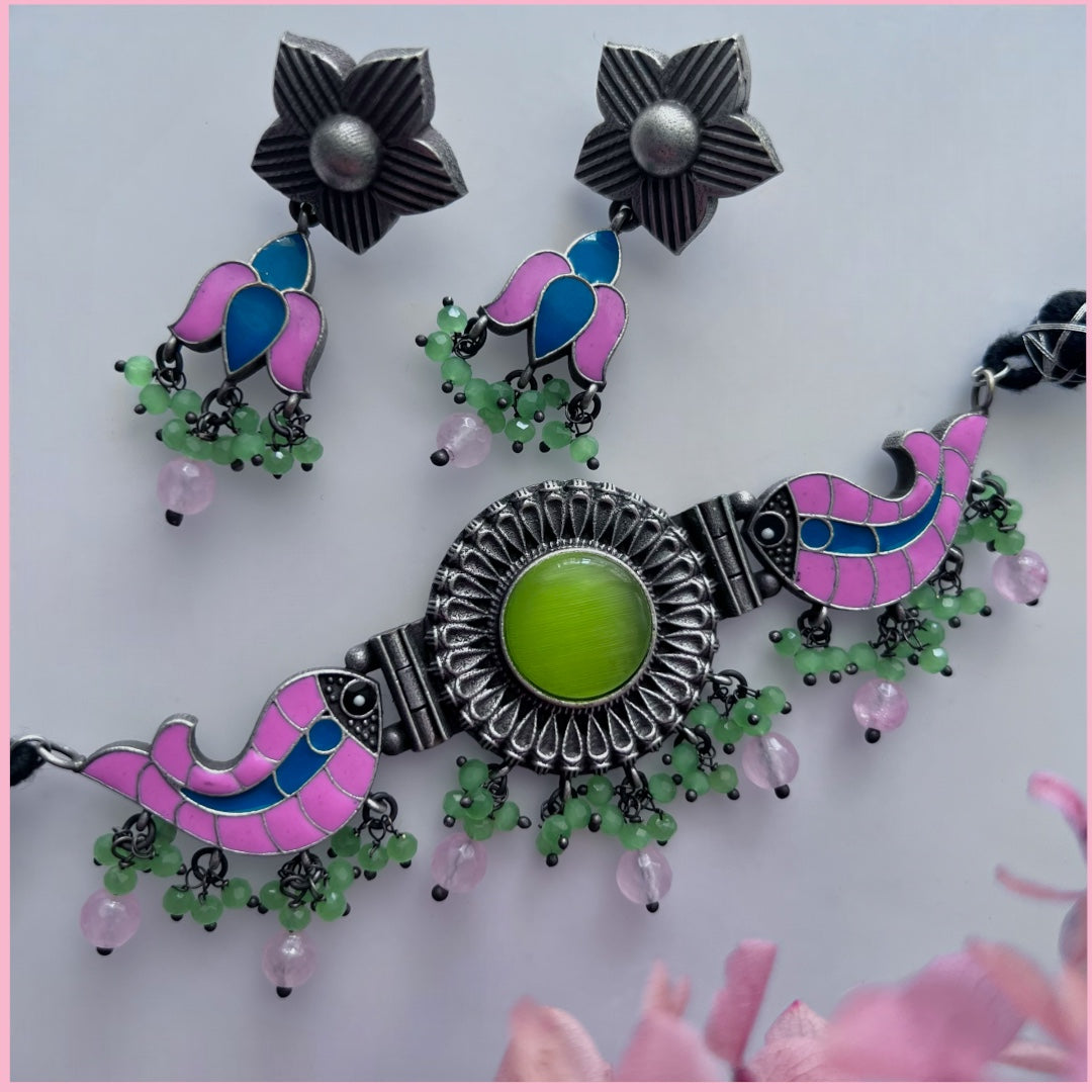 KADHIRSHA MONALISA STONE RAW AND RUSTIC HANDMADE CHOKER SET CH93