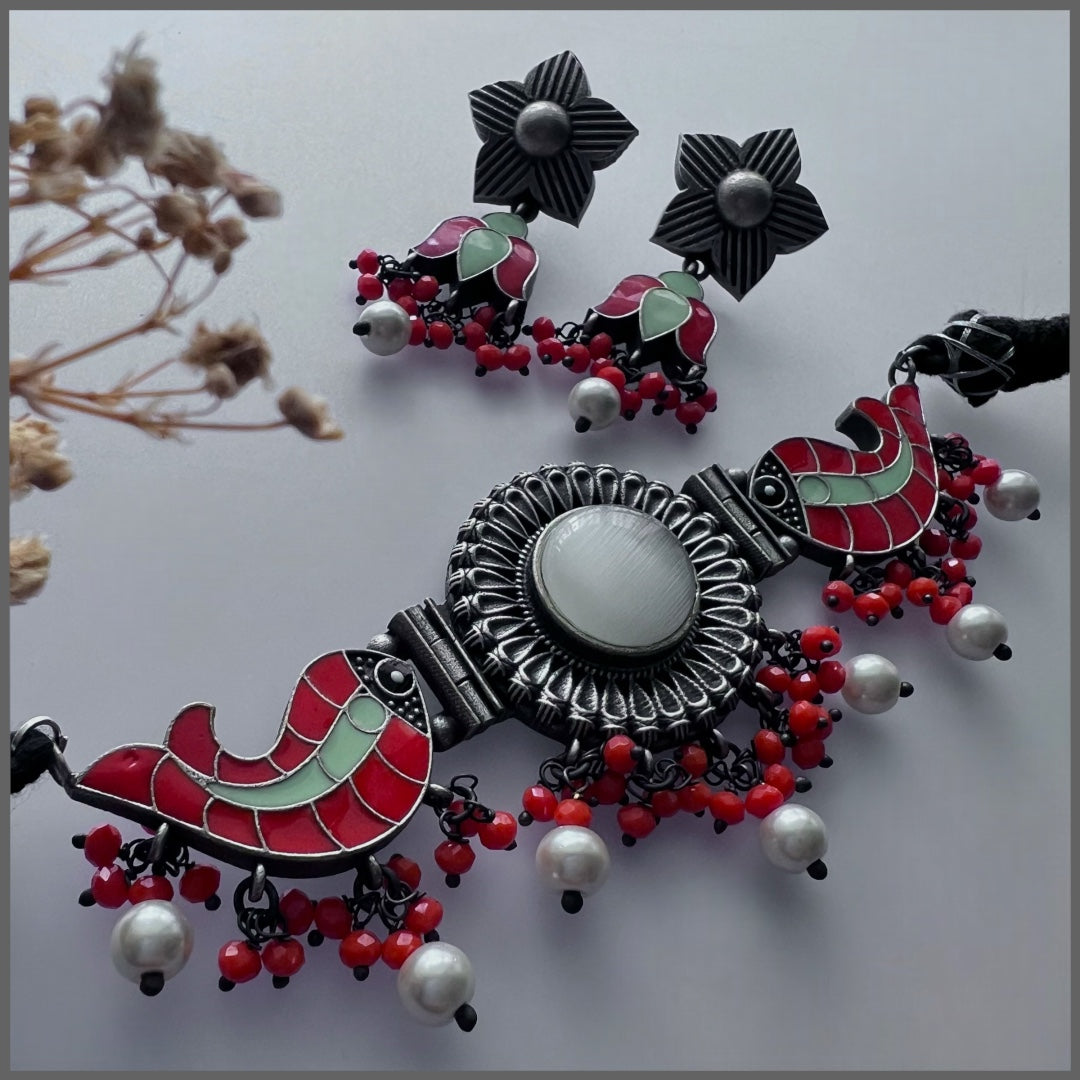 KADHIRSHA MONALISA STONE RAW AND RUSTIC HANDMADE CHOKER SET CH93