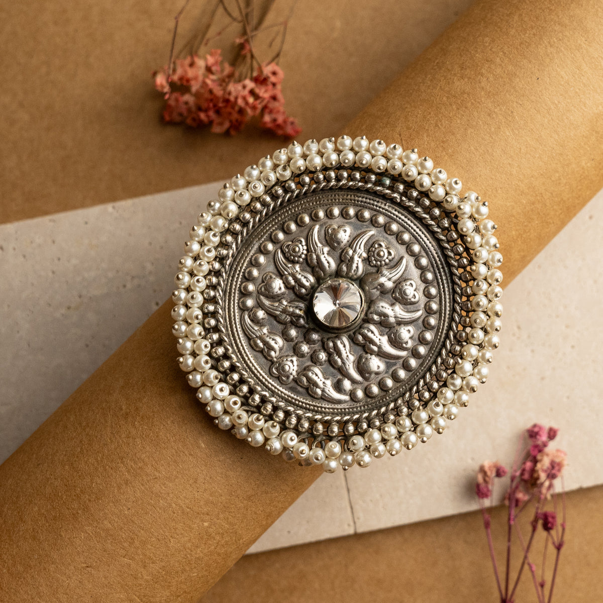 NITHILA HAND HAMMERED AND HANDMADE SILVER TONED CLASSIC BR68.