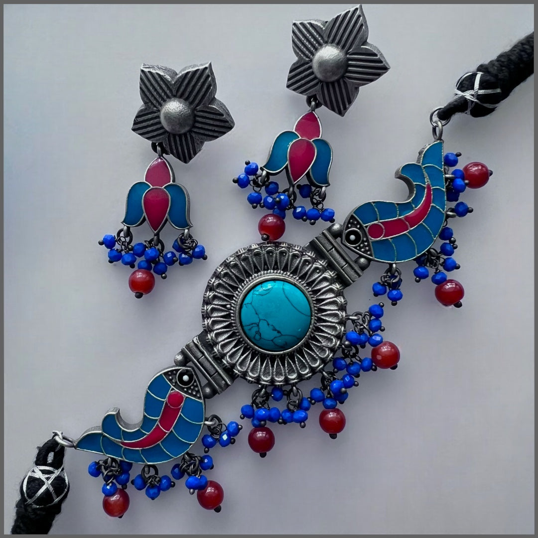 KADHIRSHA MONALISA STONE RAW AND RUSTIC HANDMADE CHOKER SET CH93