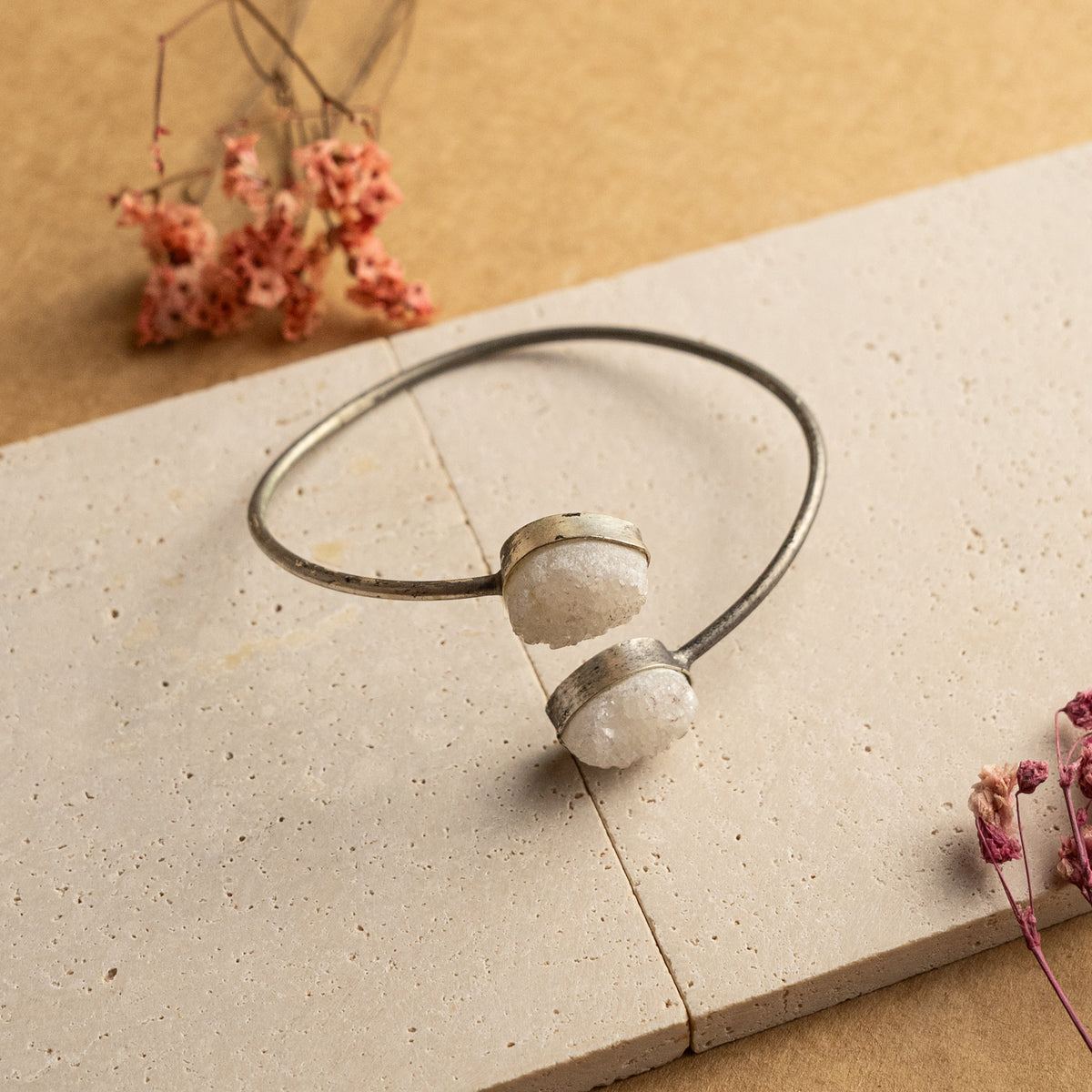 MINA HAND HAMMERED AND HANDMADE RUSTIC CLASSIC STONE BRACELETS BR51