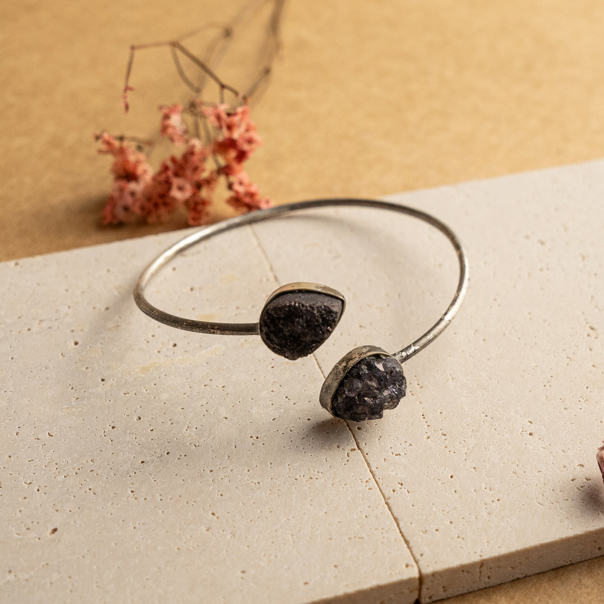 MINA HAND HAMMERED AND HANDMADE RUSTIC CLASSIC STONE BRACELETS BR51