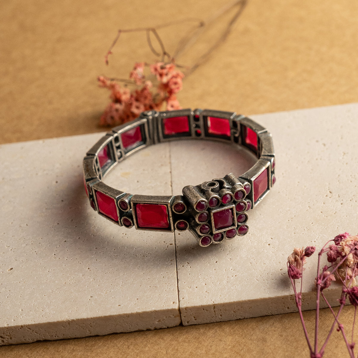 ANVI SEMI HANDMADE SILVER TONED FAUX SILVER CLASSIC BRACELET/BANGLES/KADA BR62