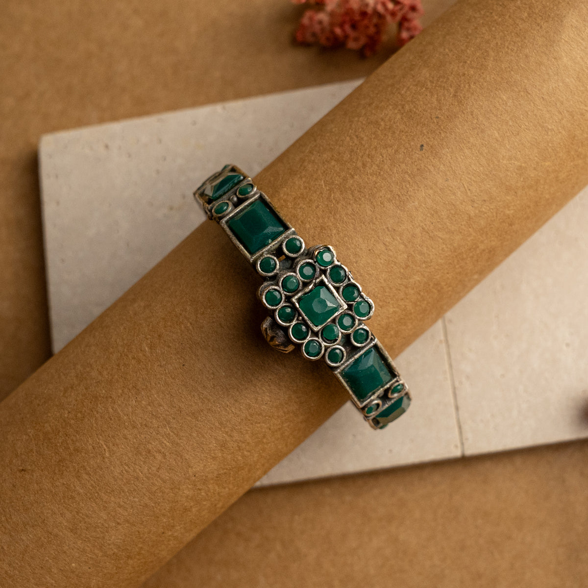 NIMISHA SEMI HANDMADE SILVER TONED FAUX SILVER CLASSIC BRACELET/BANGLES/KADA
 BR63