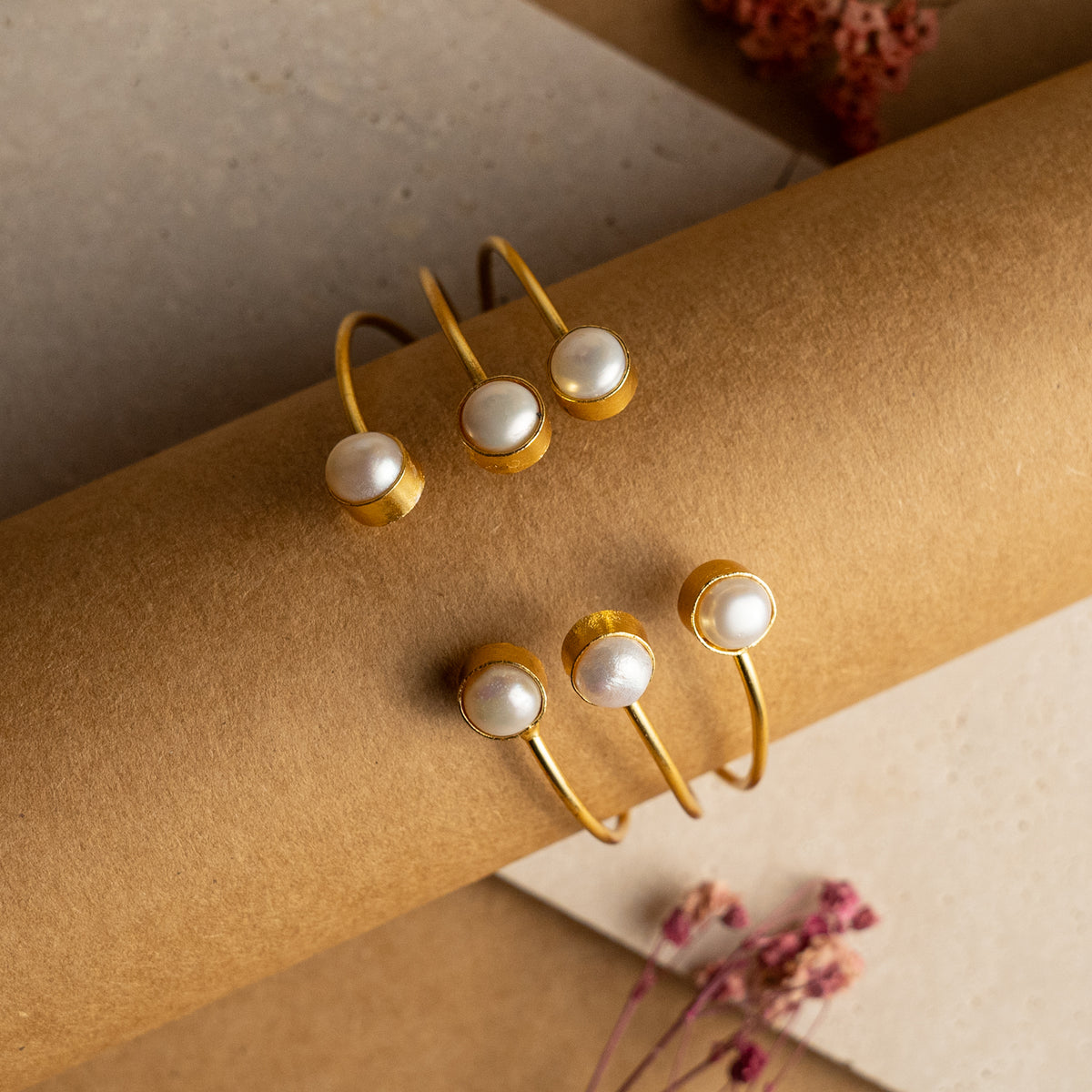 PINORA HAND HAMMERED AND HANDMADE GOLD TONED CLASSIC BRACELETS BR41