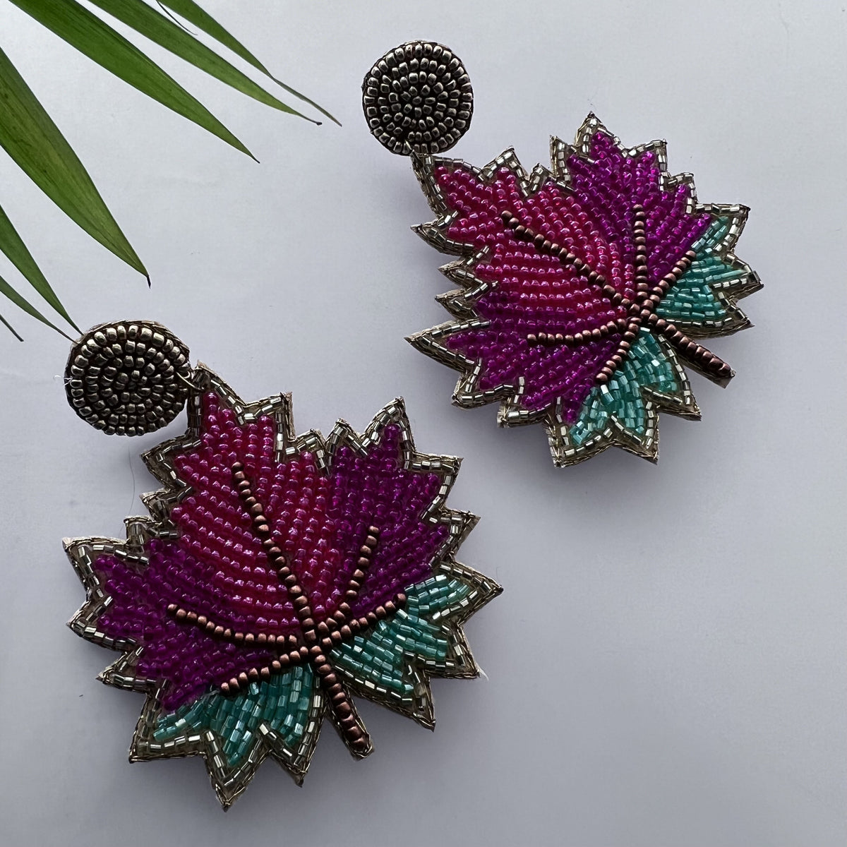 MAPLE POP FABRIC AND BEADS HANDMADE EARRING ER497